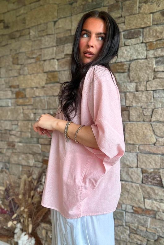 Rustic Nature Linen Blend Pocket Tee Washed Sugar